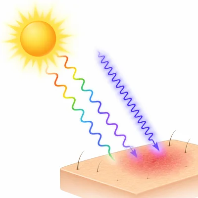 Ultraviolet light from the Sun has shorter waves and can cause sunburn.