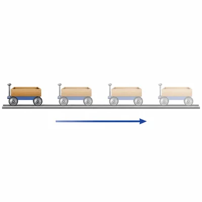 Cart shown at evenly spaced positions along a track.