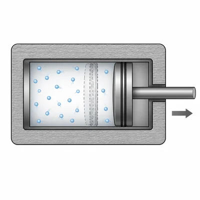 Insulated gas cylinder expanding adiabatically with the piston moving outward.