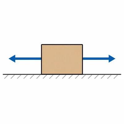 A box with equal arrows pushing right and left.