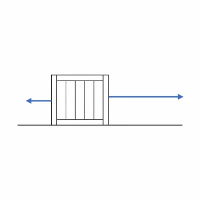 Crate on a floor with a larger push arrow to the right and smaller friction arrow to the left.