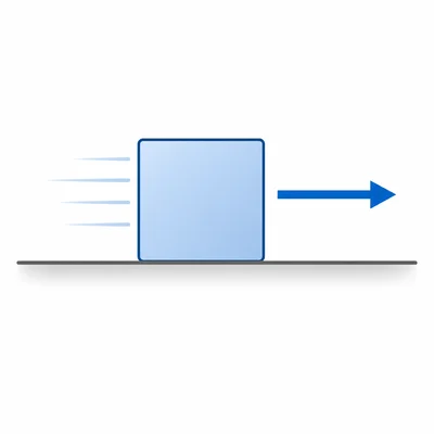 A block has one net force arrow pointing forward.
