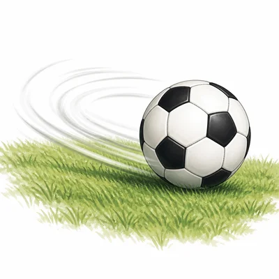 Soccer ball moving across a field.