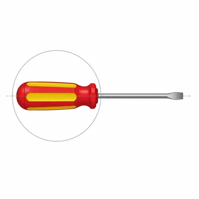 A screwdriver shows a thick handle connected to a thin shaft.
