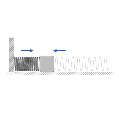 A compressed spring between a wall and block with inward compression arrows.