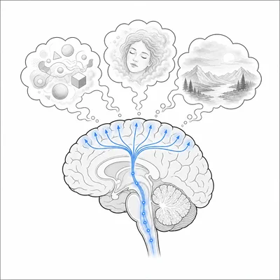 Brainstem signals activating the cortex and forming dreamlike images.