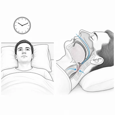 Comparison of sleeplessness in bed and obstructed breathing during sleep.
