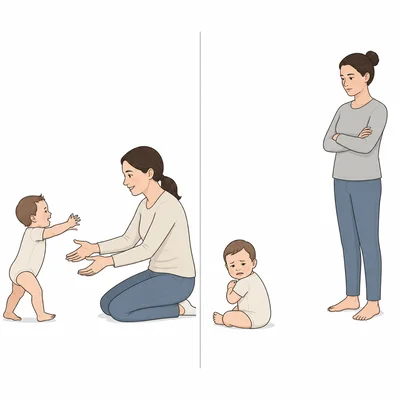 Comparison of secure and insecure infant-caregiver attachment behaviors.