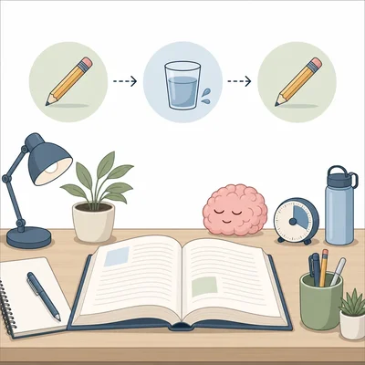 A study routine alternates focused study with short breaks.