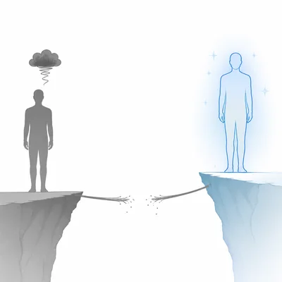 Two separated self-image silhouettes show a large gap between the real self and ideal self.