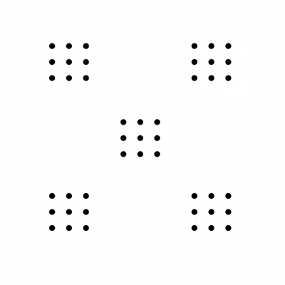 Dots arranged in clusters to show the Gestalt principle of proximity.
