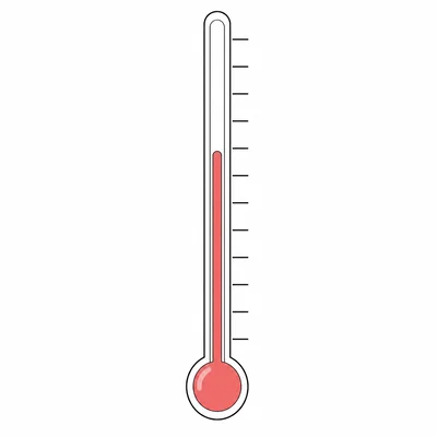 Thermometer with coarse tick marks and a liquid column near room temperature.