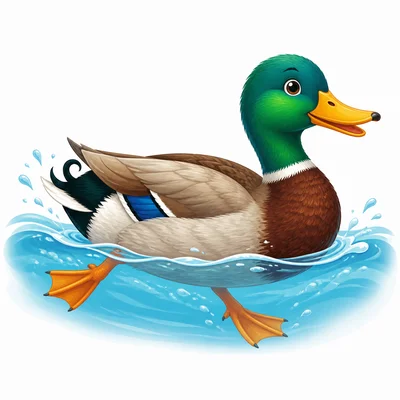A duck swims using its webbed feet in water.