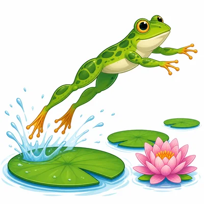 A frog jumps from a lily pad with strong back legs.