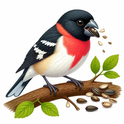 A seed-eating bird uses a short strong beak to crack seeds.