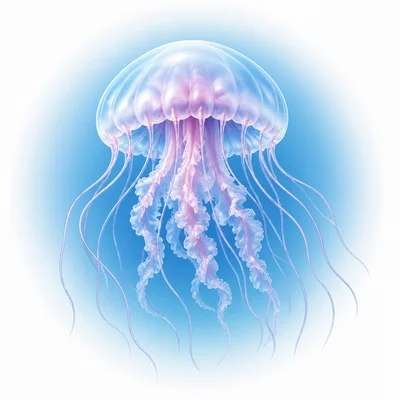 Translucent jellyfish with soft body and tentacles, showing no backbone.