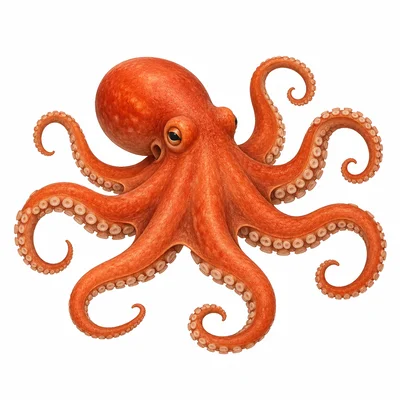 Soft-bodied octopus with arms and no visible bones.