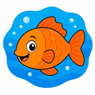 An orange fish swimming in blue water