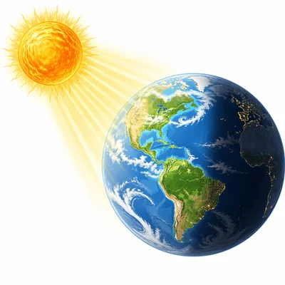 The Sun shines light and warmth onto Earth.