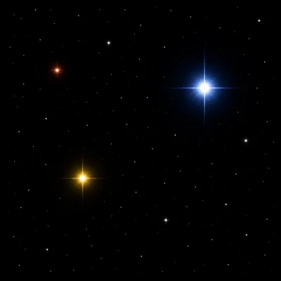 Stars shown with different colors, sizes, and brightness.
