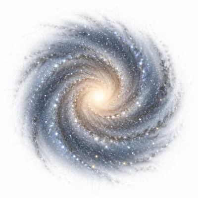 A spiral galaxy made of many stars with curved arms.