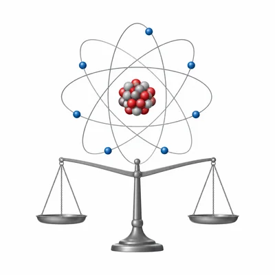 Balanced atom model showing equal protons and electrons, representing electrical neutrality.