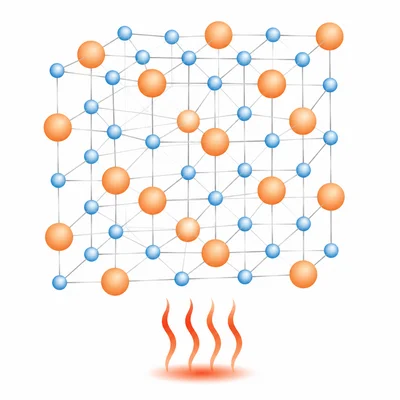 Ionic crystal lattice with many strong attractions between alternating ions.