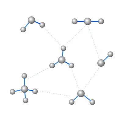 Separate covalent molecules with strong internal bonds and weak attractions between molecules.