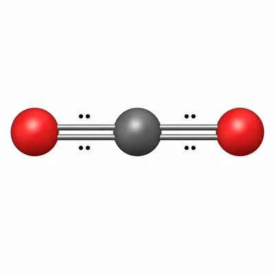 Linear molecule with a central atom covalently bonded to two outer atoms.