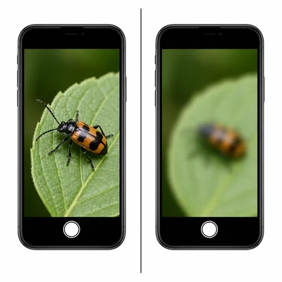 Clear insect photo compared with a blurry insect photo.