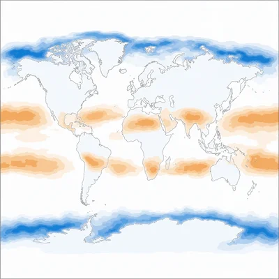 World map showing wetter high latitudes and drier subtropical regions under warming.