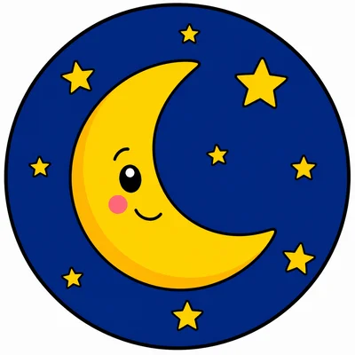 A night sky with a Moon and stars.