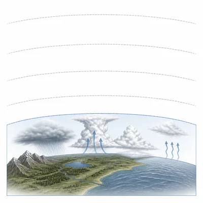 Weather activity and convection concentrated in the lowest layer of the atmosphere near Earth’s surface.