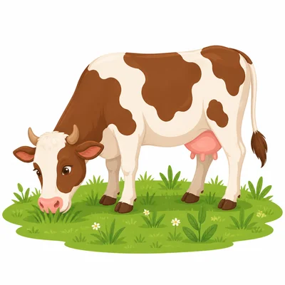 A cow eating grass in a pasture.
