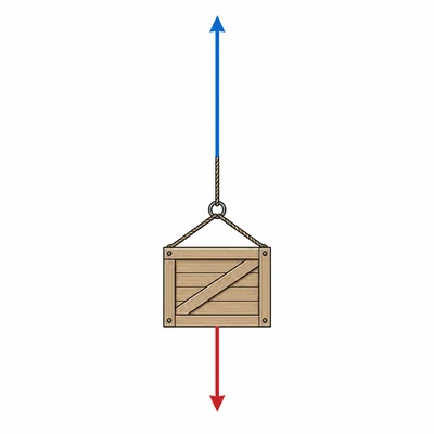 A crate pulled upward by a rope with upward tension larger than downward weight.
