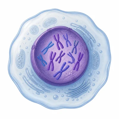 Chromosomes shown inside the nucleus of a cell.