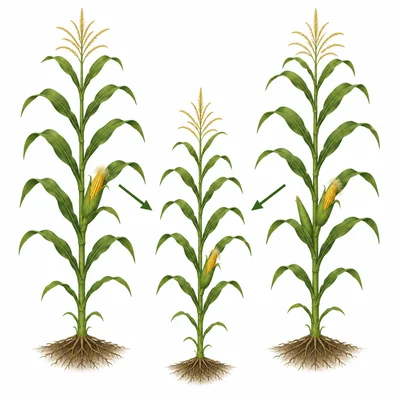 Tall parent plants with a tall offspring plant.