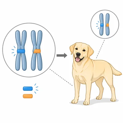 Diagram showing a recessive allele still present when a dominant trait is expressed.