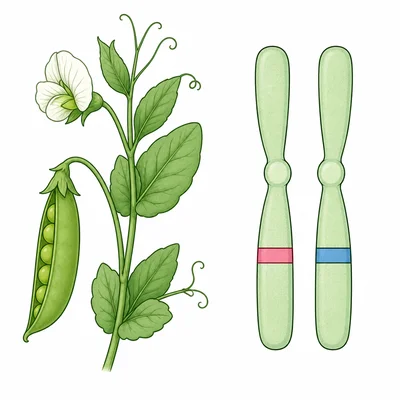 Plant genotype concept with two different allele markers on paired chromosomes.