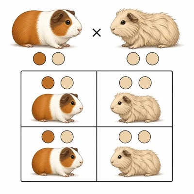 Punnett square model for smooth and rough coat guinea pig offspring.