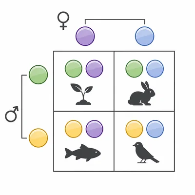 Generic Punnett square showing possible allele combinations.