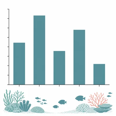 A bar chart comparing fish species counts across reef sites.