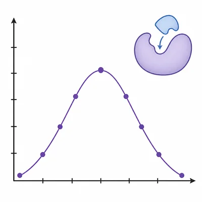 A peaked line graph showing enzyme activity changing across pH levels.