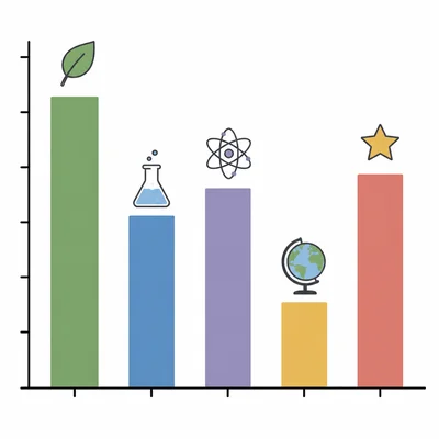 A bar chart showing survey counts for different science subjects.