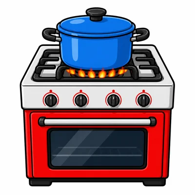 A hot stove with a pot on it.
