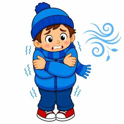 A child shivering from cold.