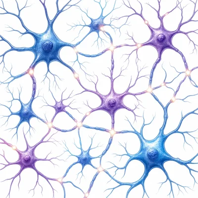 Many neurons form an interconnected network.