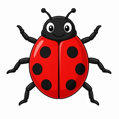A cartoon insect with six visible legs.