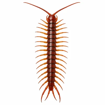 A centipede with a long segmented body and many legs.
