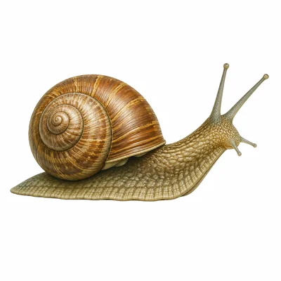 A snail with a soft body and spiral shell.